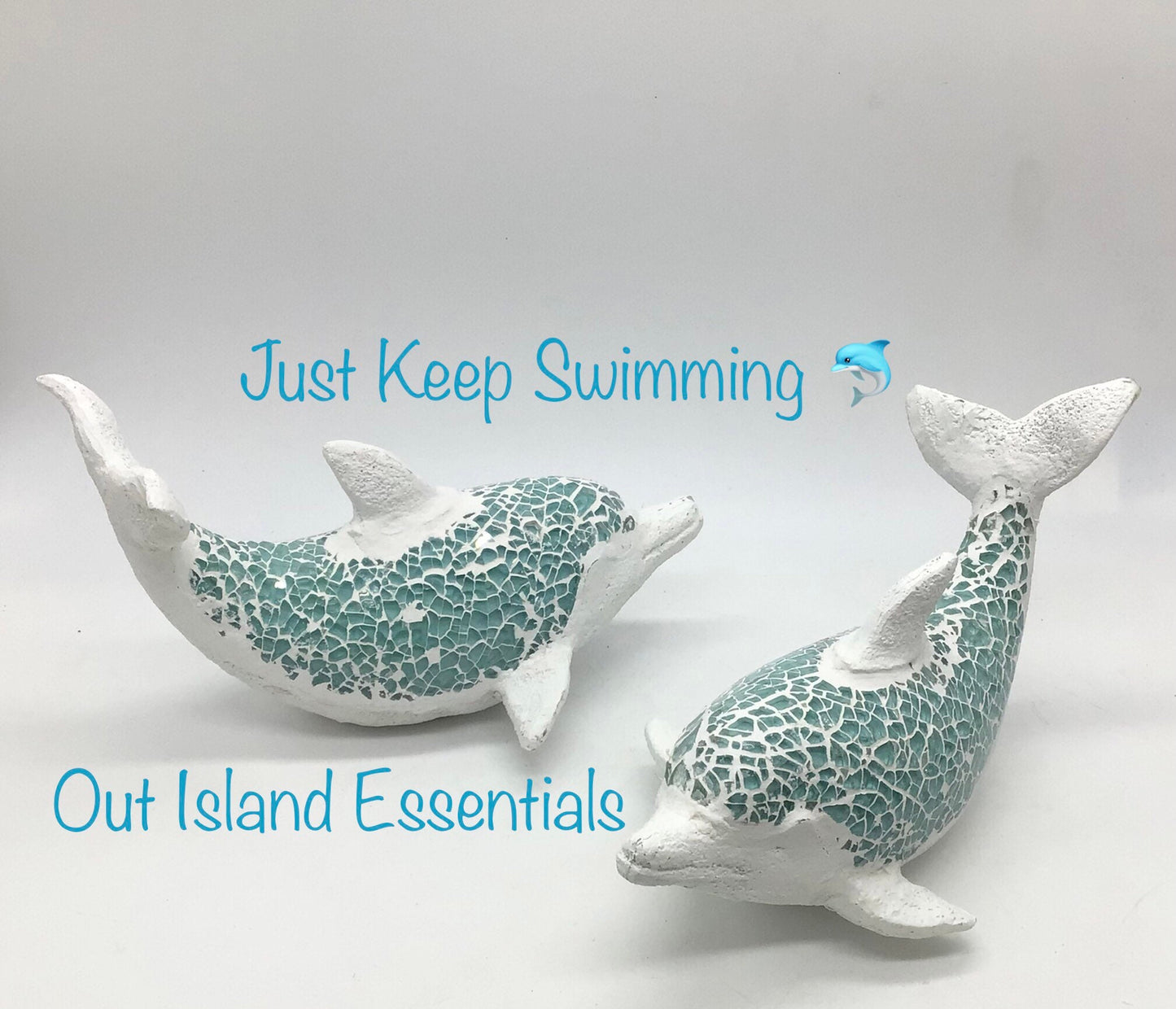 Sea Glass Mosaic Dolphin Statue I Dolphin Lover Statue I Coastal Decor I Ocean Decor