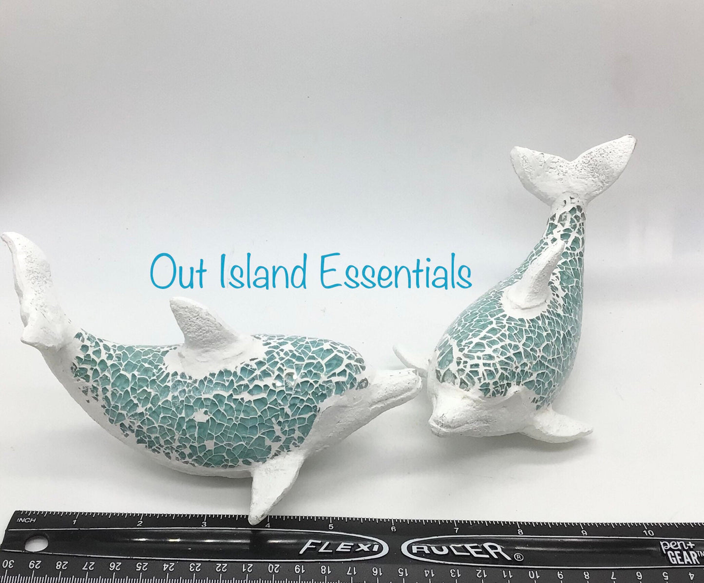 Sea Glass Mosaic Dolphin Statue I Dolphin Lover Statue I Coastal Decor I Ocean Decor