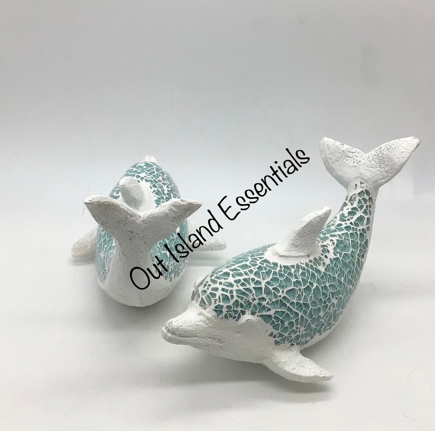 Sea Glass Mosaic Dolphin Statue I Dolphin Lover Statue I Coastal Decor I Ocean Decor