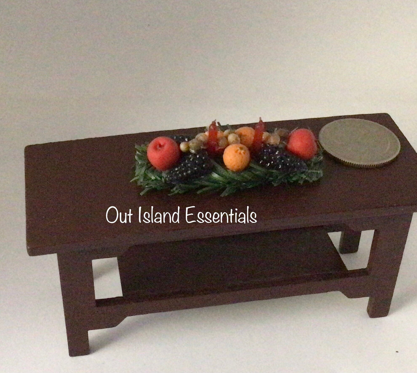 Miniature Centerpiece With Fruit & Candles I Dollhouse Holiday Dining Centerpiece I Miniature Centerpiece Florals I 1:12 Scale Accessories