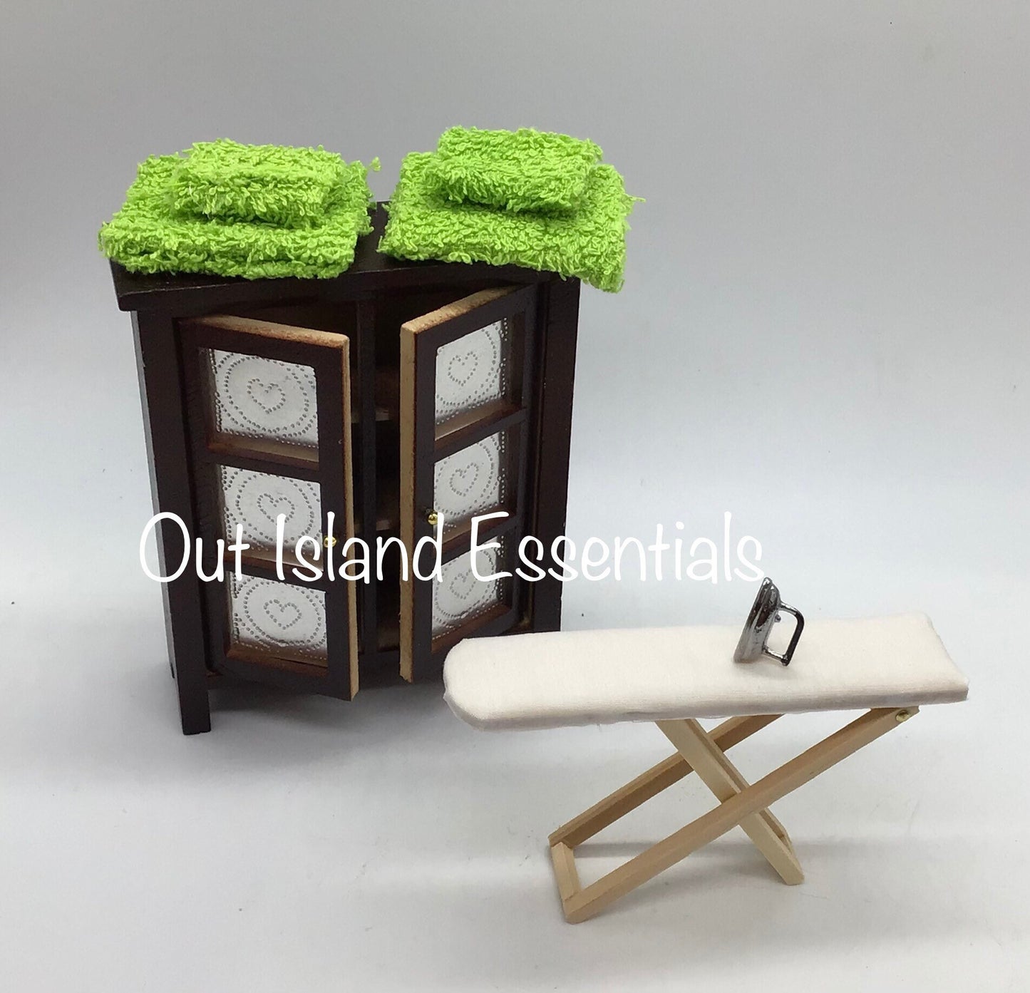 Dollhouse Miniature Iron Board And Iron I Miniature Iron Board I Miniature Accessories I Miniature Laundry Supplies