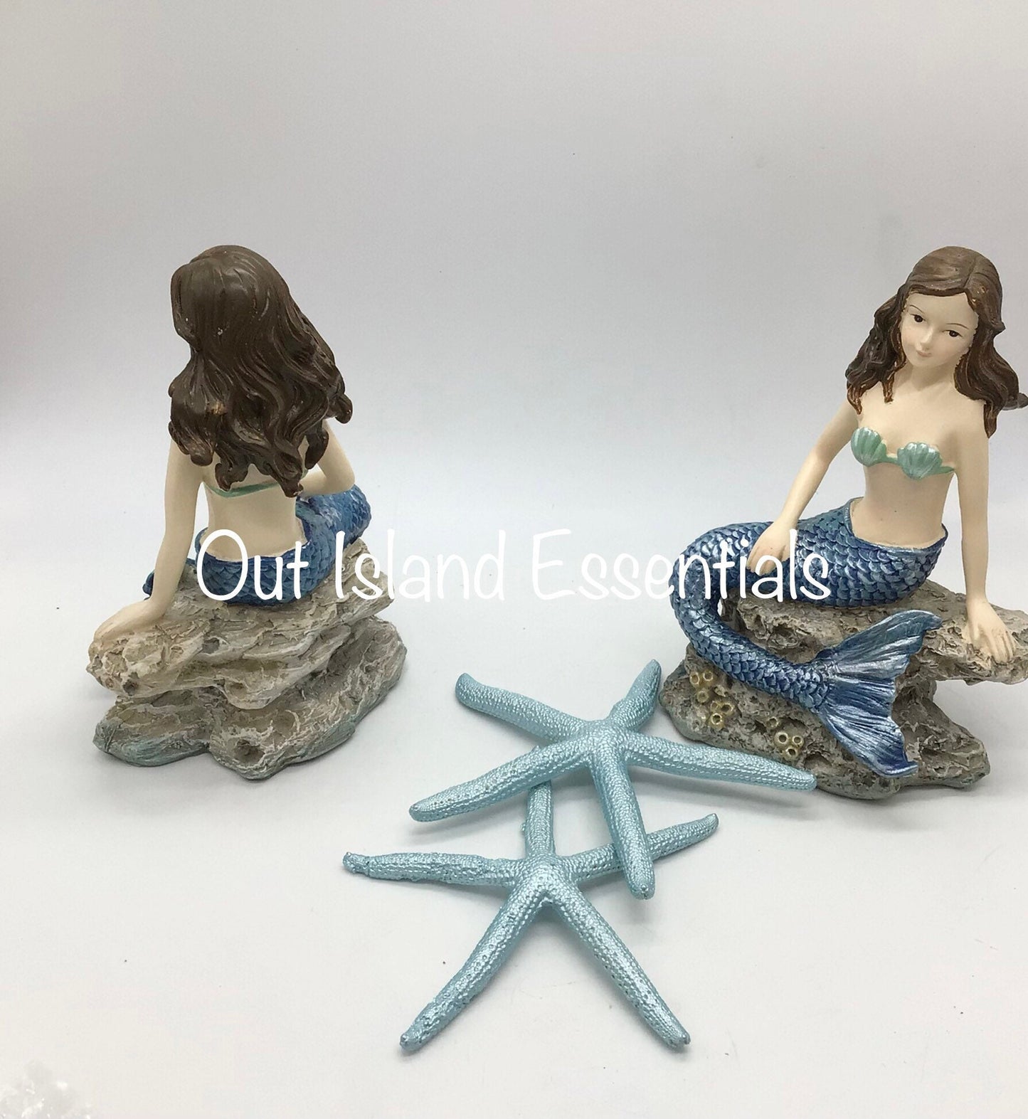 My Little Brunette Mermaid Statue | Mermaid Decoration | Mermaid On Rock | Relaxing Mermaid | Little Mermaid I Mermaid Decor I Mini Mermaid