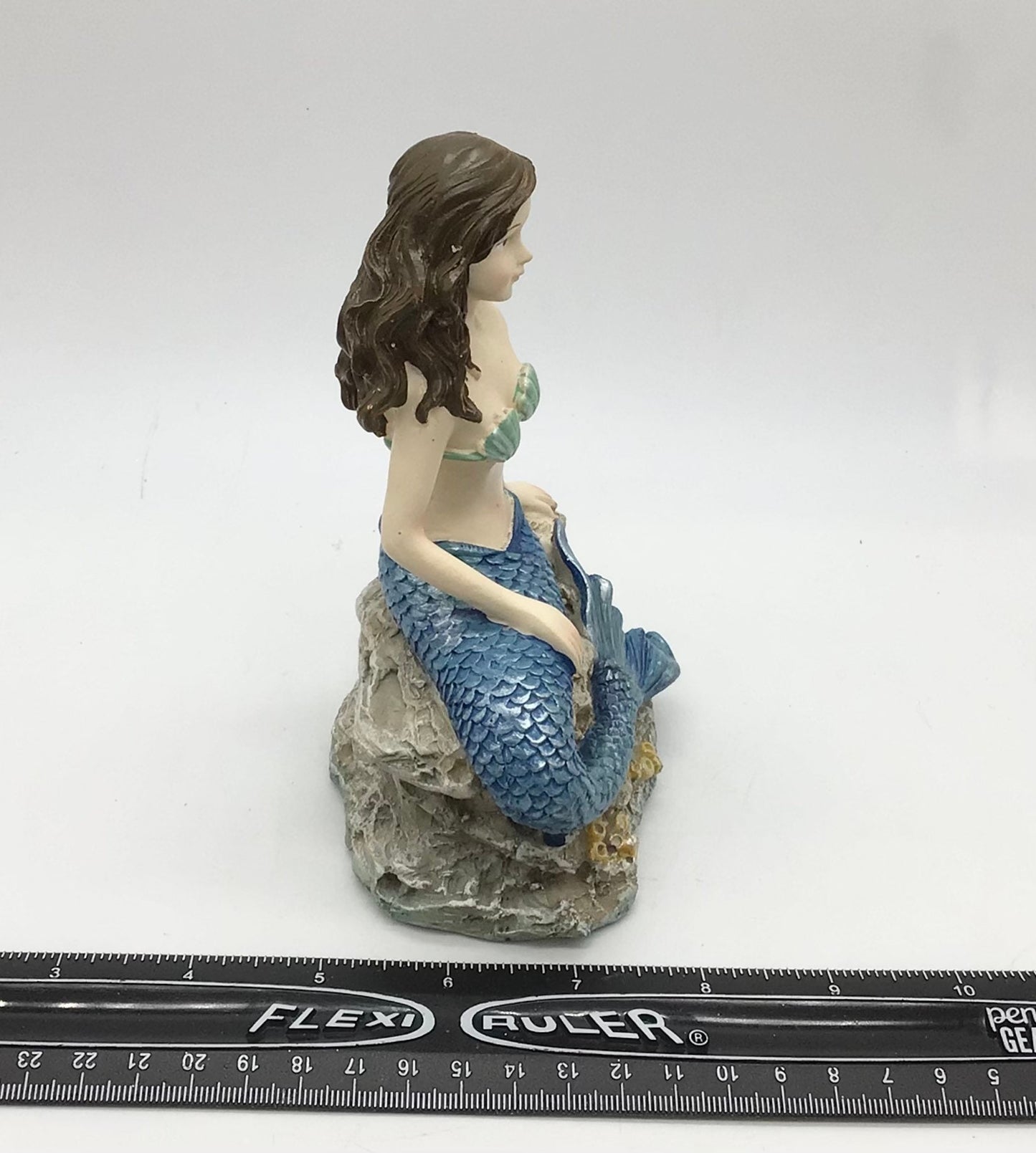 My Little Brunette Mermaid Statue | Mermaid Decoration | Mermaid On Rock | Relaxing Mermaid | Little Mermaid I Mermaid Decor I Mini Mermaid