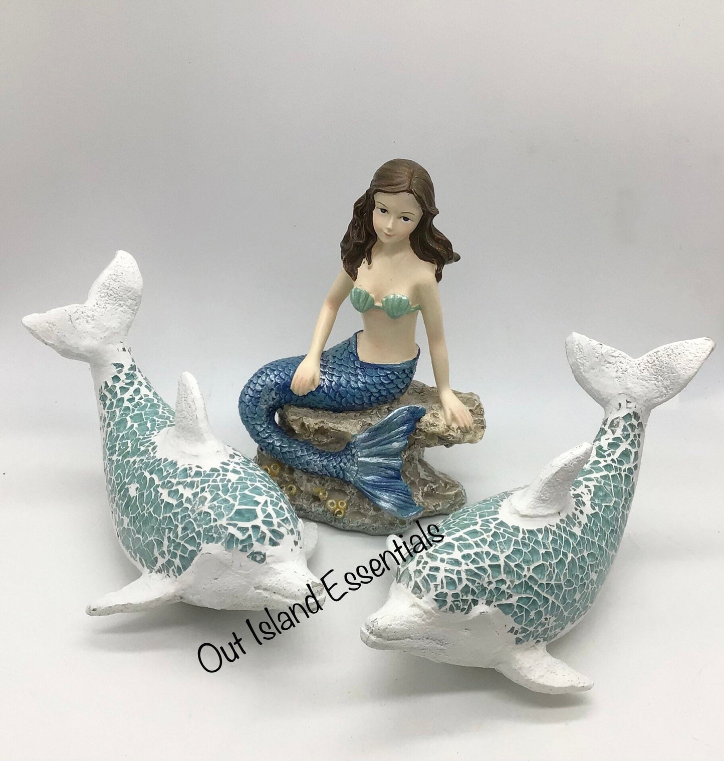 Sea Glass Mosaic Dolphin Statue I Dolphin Lover Statue I Coastal Decor I Ocean Decor