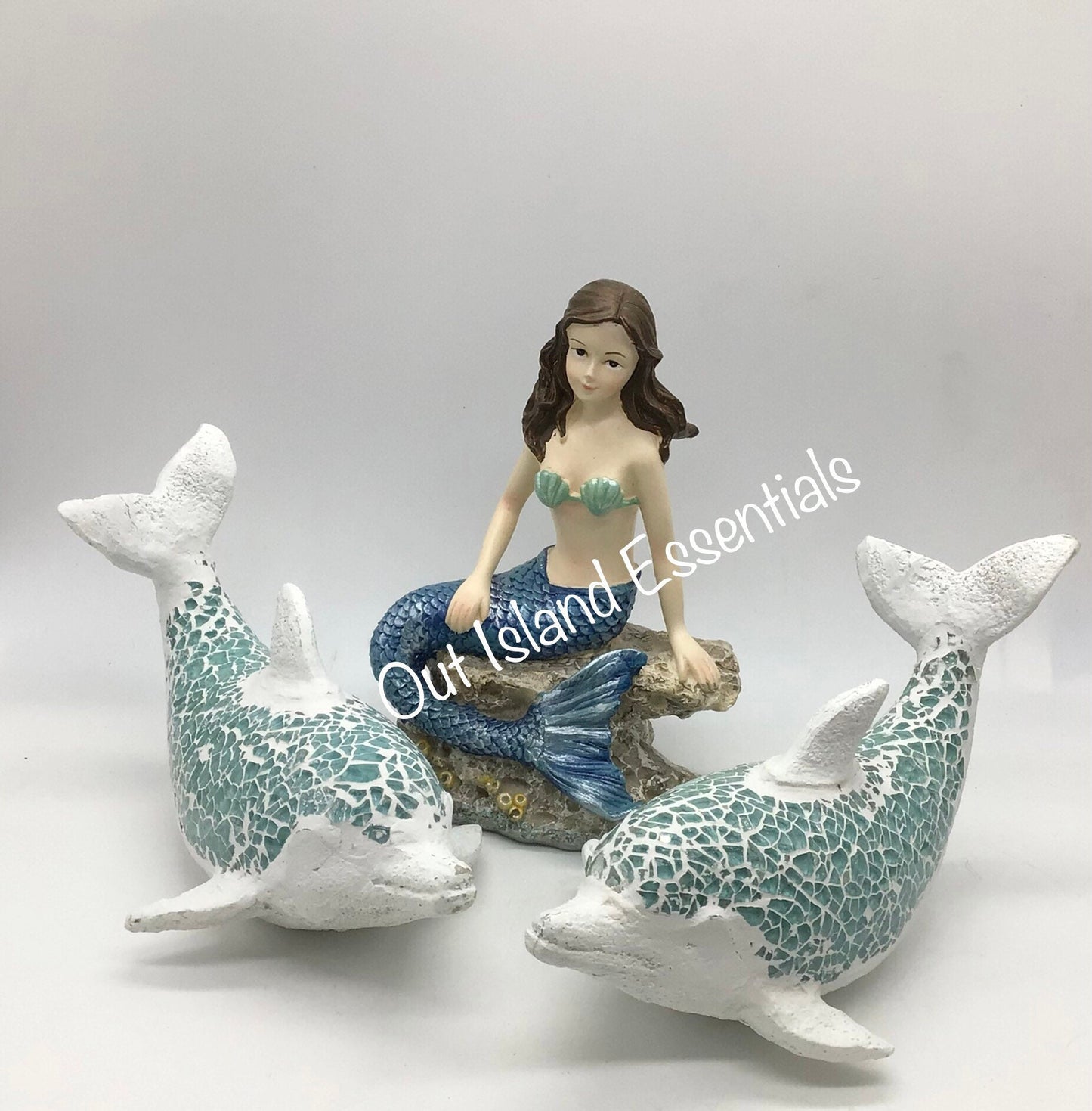 Sea Glass Mosaic Dolphin Statue I Dolphin Lover Statue I Coastal Decor I Ocean Decor