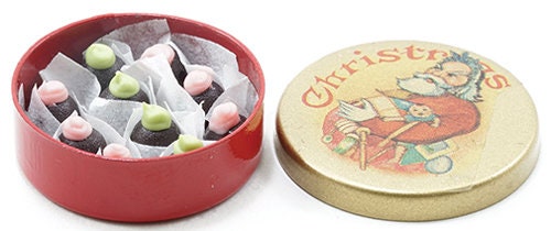 Miniature Dollhouse Christmas Candy Tin I Miniature Cookie Tin I Miniature Nostalgic Candy Tiny I Christmas Diorama I 1:12 Scale Christmas