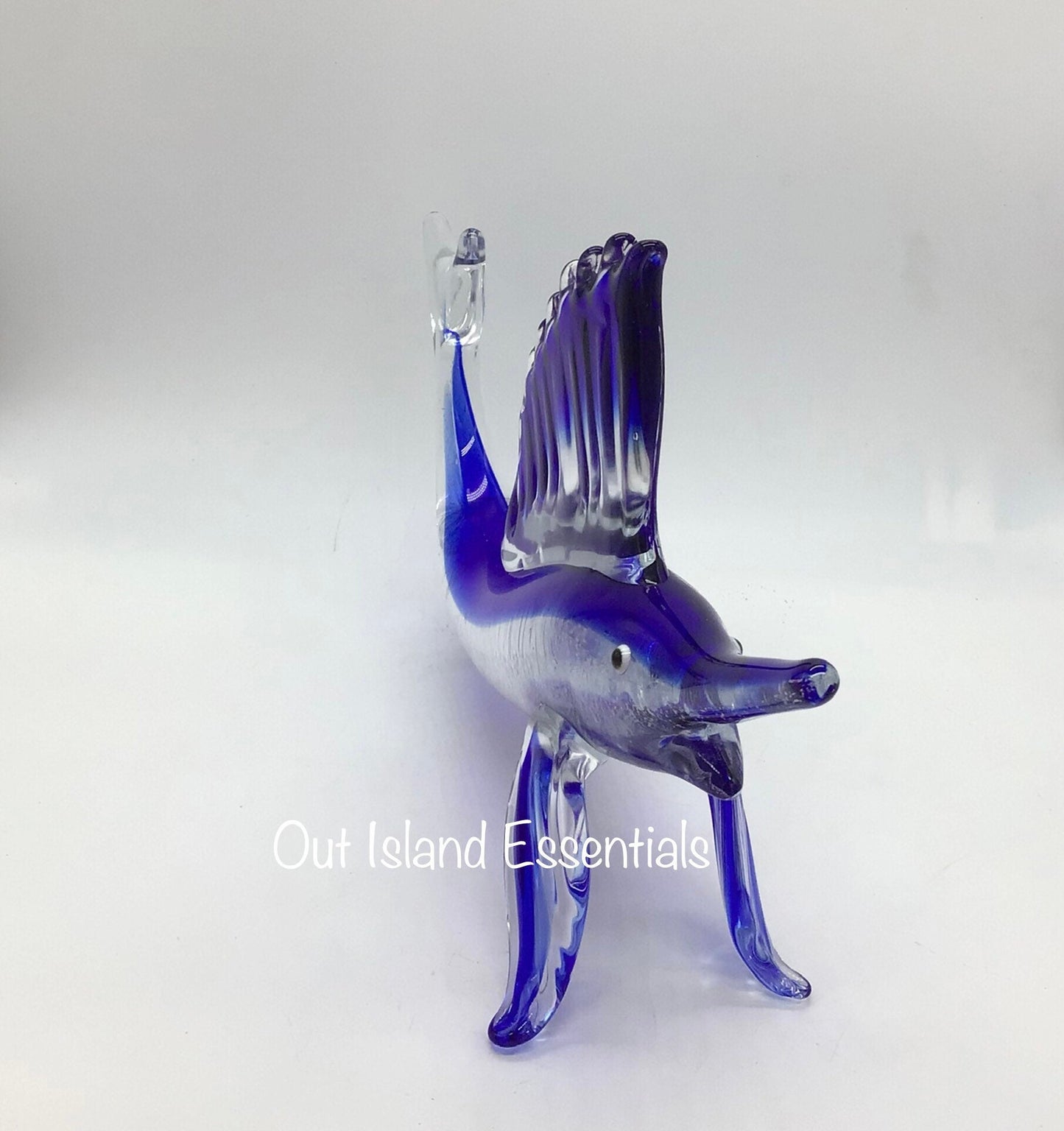 Blown Glass Blue Marlin I Table Top Glass Fish | Stunning Blown Glass Blue Marlin Display