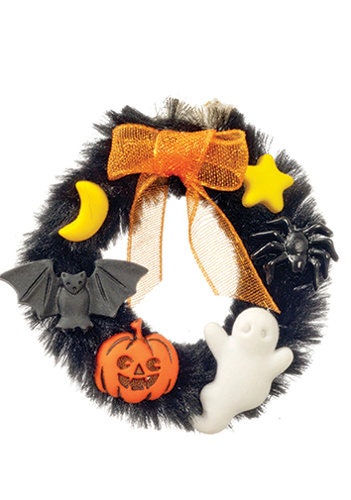 1 Pc. Dollhouse Miniature Halloween Wreath