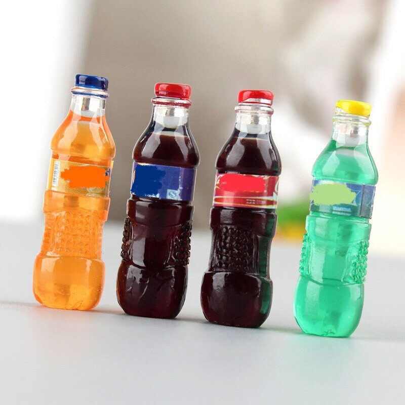 4 Pcs. Dollhouse Soda I Miniature Doll Drinks I Miniature Dollhouse Food I 1:12 Scale Dollhouse Accessories