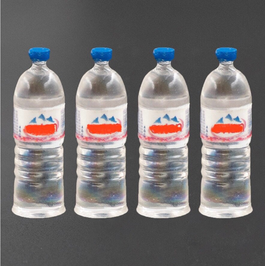 4 Pcs. Dollhouse Water I Miniature Doll Drinks I Miniature Dollhouse Food I 1:12 Scale Dollhouse Accessories