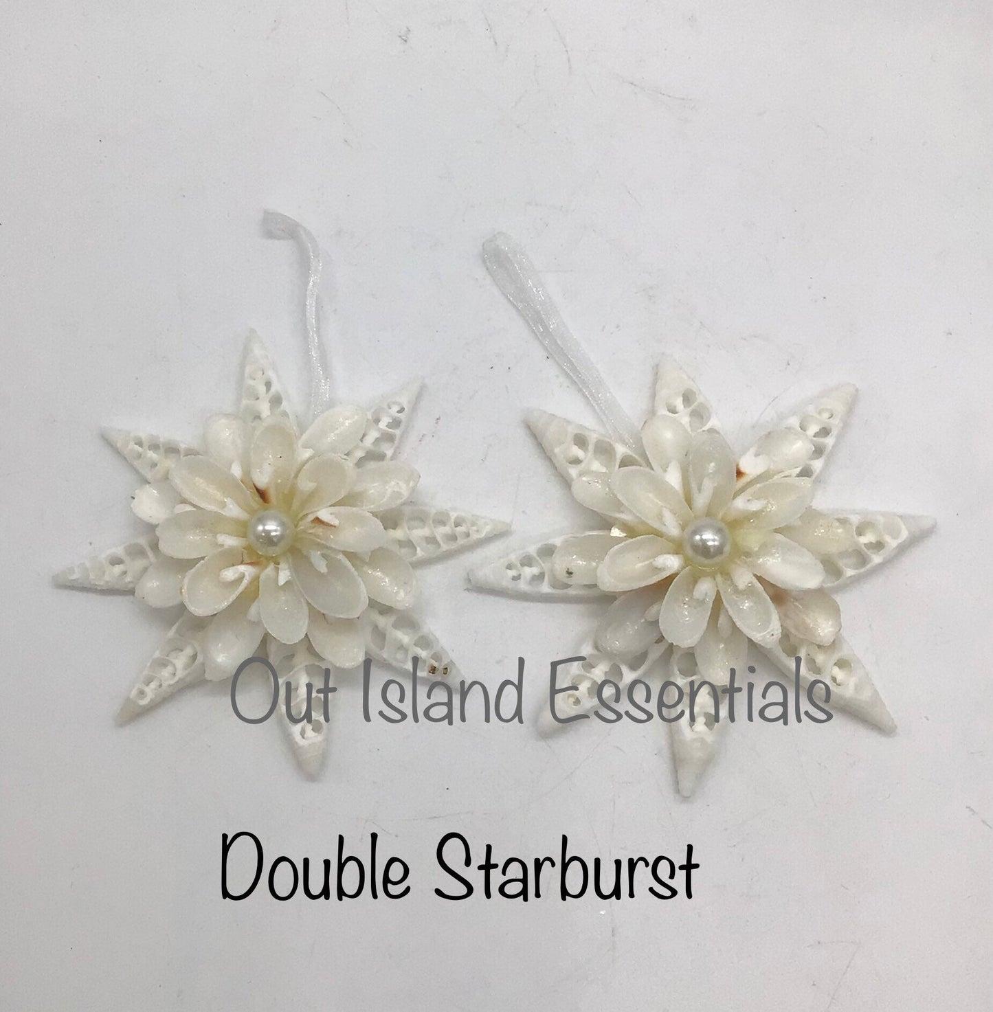 All White Seashell I Double Starburst I Starburst Christmas Ornament I Seashell Christmas Ornament I Seashell Snowflake I Coastal Ornament