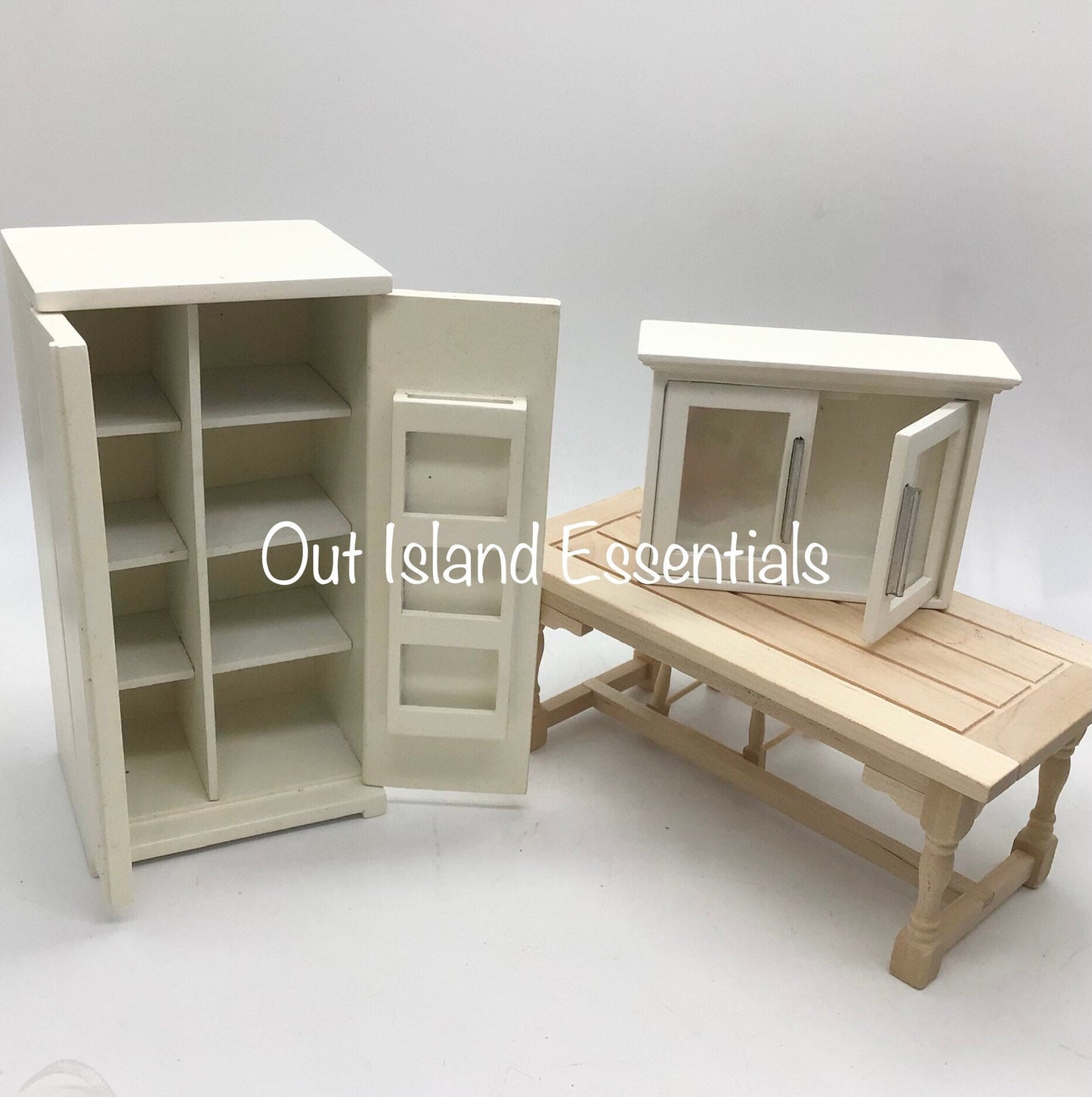 Miniature Kitchen Fridge & Cabinet I Dollhouse Miniature White Fridge And Cabinet I Miniature 1:12 Scale Kitchen