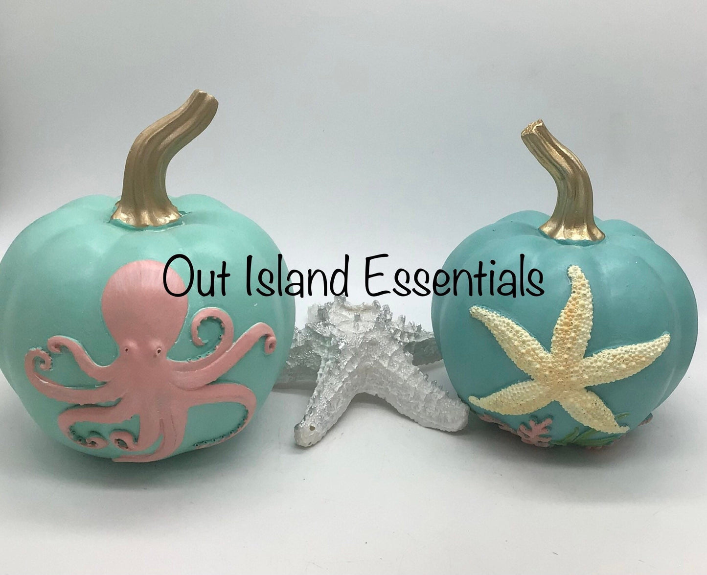 Coastal Fall Pumpkins, 6" Coastal Thanksgiving Decor