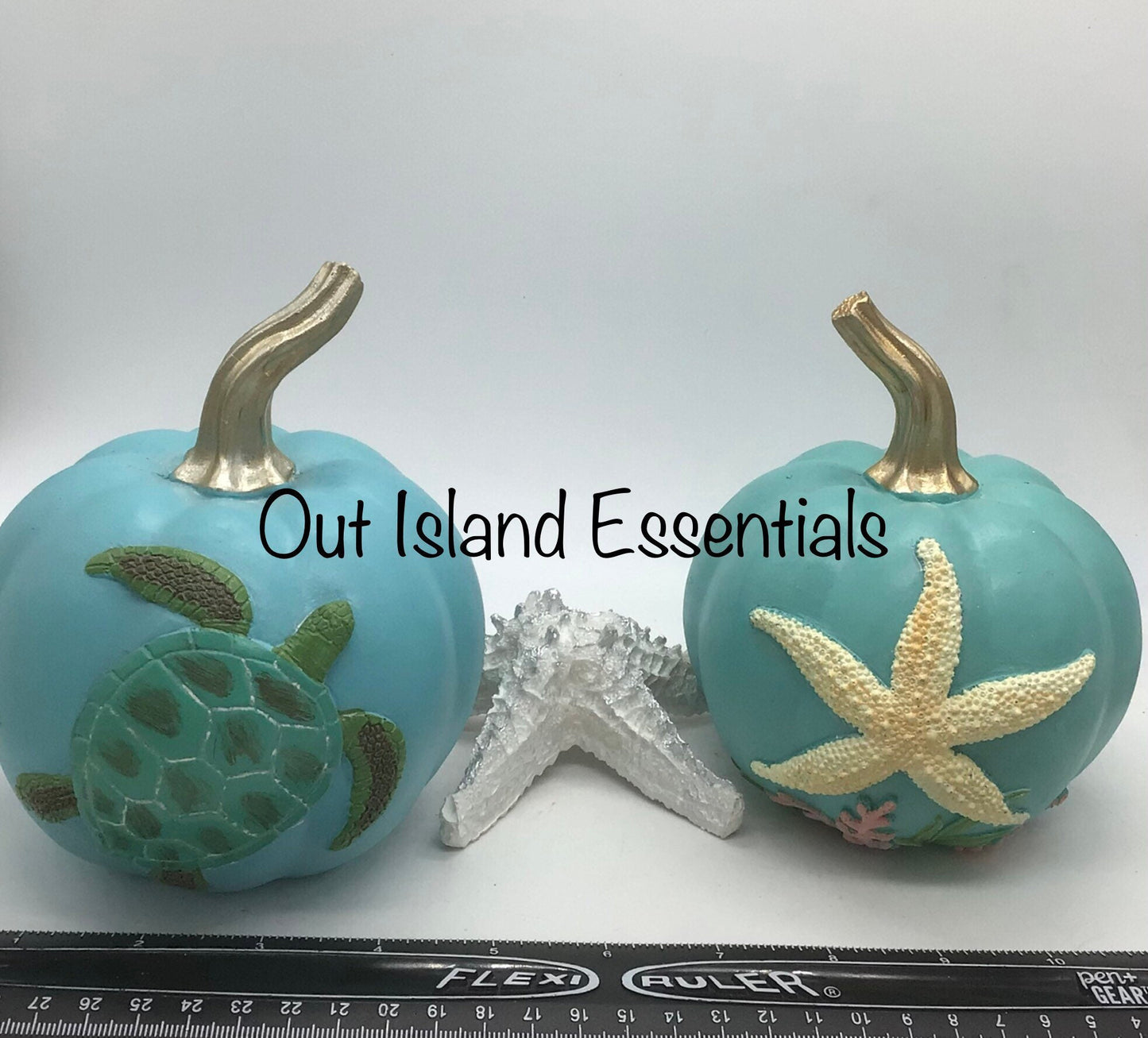 Coastal Fall Pumpkins, 6" Coastal Thanksgiving Decor