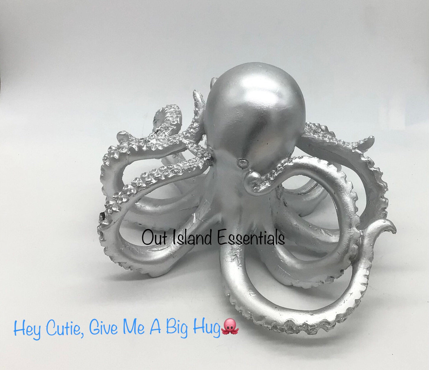 Resin Octopus I Silver Coastal Octopus I Octopus Decor I Table Top Decor