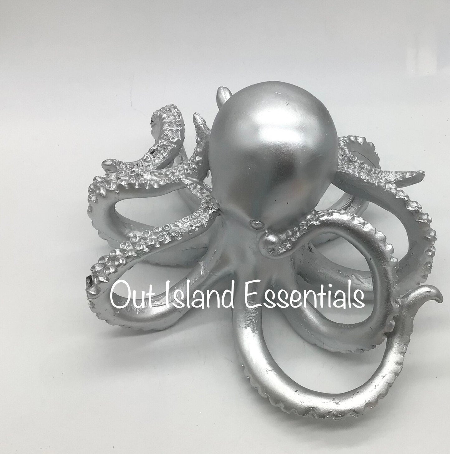 Resin Octopus I Silver Coastal Octopus I Octopus Decor I Table Top Decor