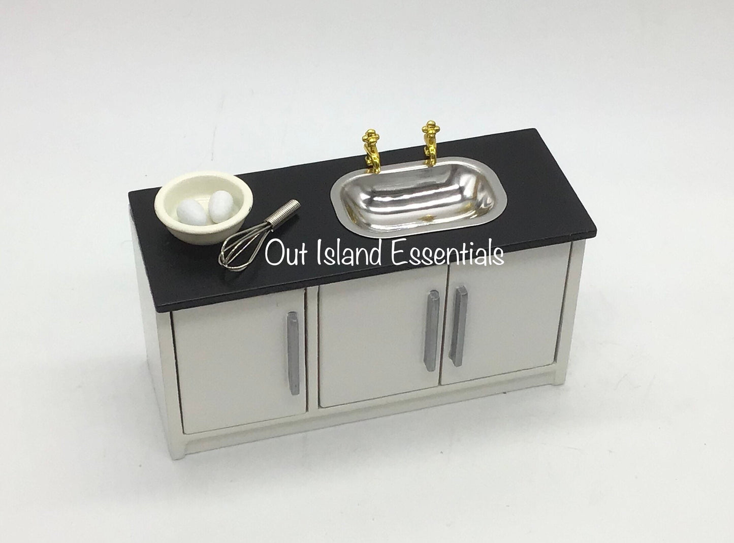 Miniature Kitchen Counter With Cupboards I Dollhouse Miniature White Kitchen Counter I Miniature 1:12 Scale Kitchen