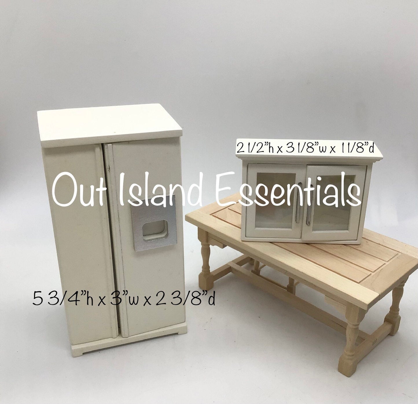 Miniature Kitchen Fridge & Cabinet I Dollhouse Miniature White Fridge And Cabinet I Miniature 1:12 Scale Kitchen