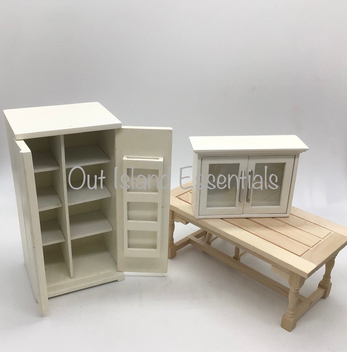 Miniature Kitchen Fridge & Cabinet I Dollhouse Miniature White Fridge And Cabinet I Miniature 1:12 Scale Kitchen