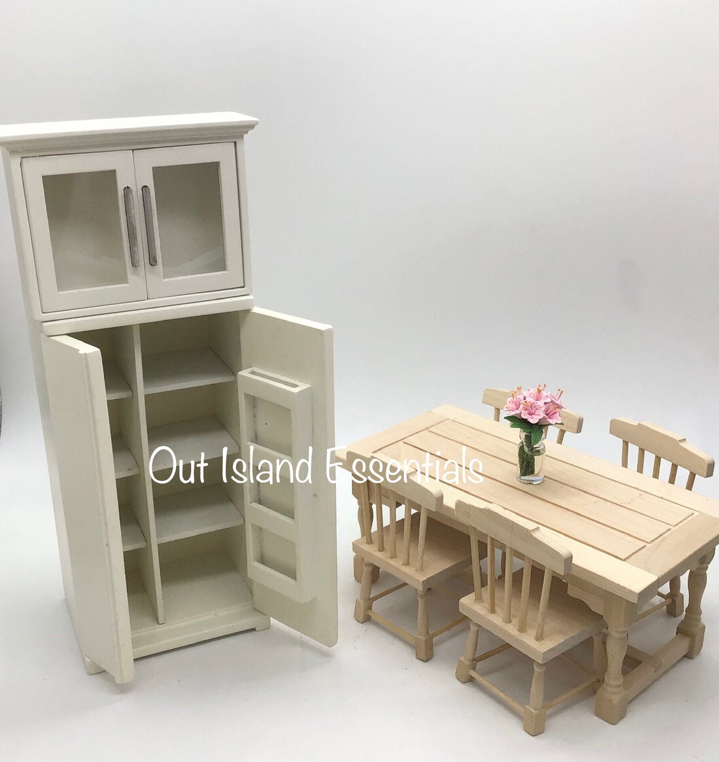 Miniature Kitchen Fridge & Cabinet I Dollhouse Miniature White Fridge And Cabinet I Miniature 1:12 Scale Kitchen