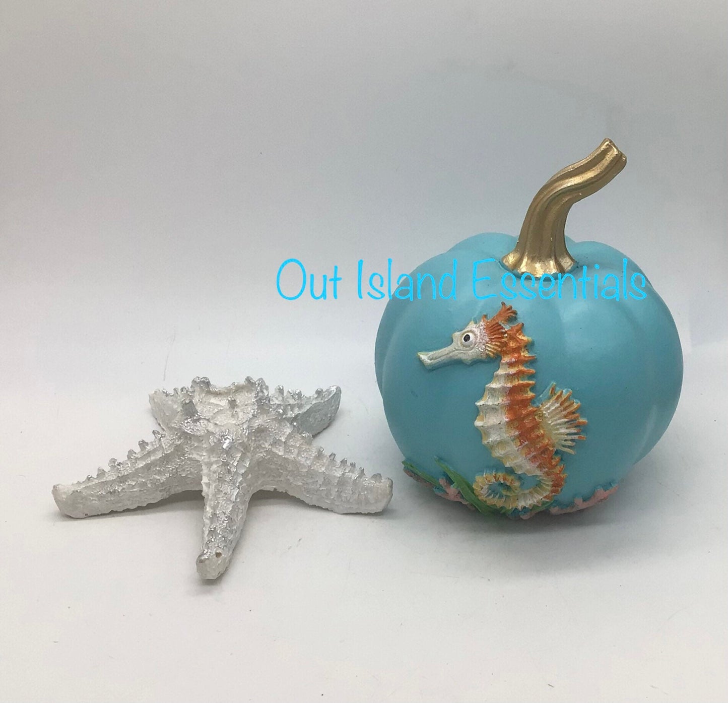 Coastal Fall Pumpkins, 6" Coastal Thanksgiving Decor