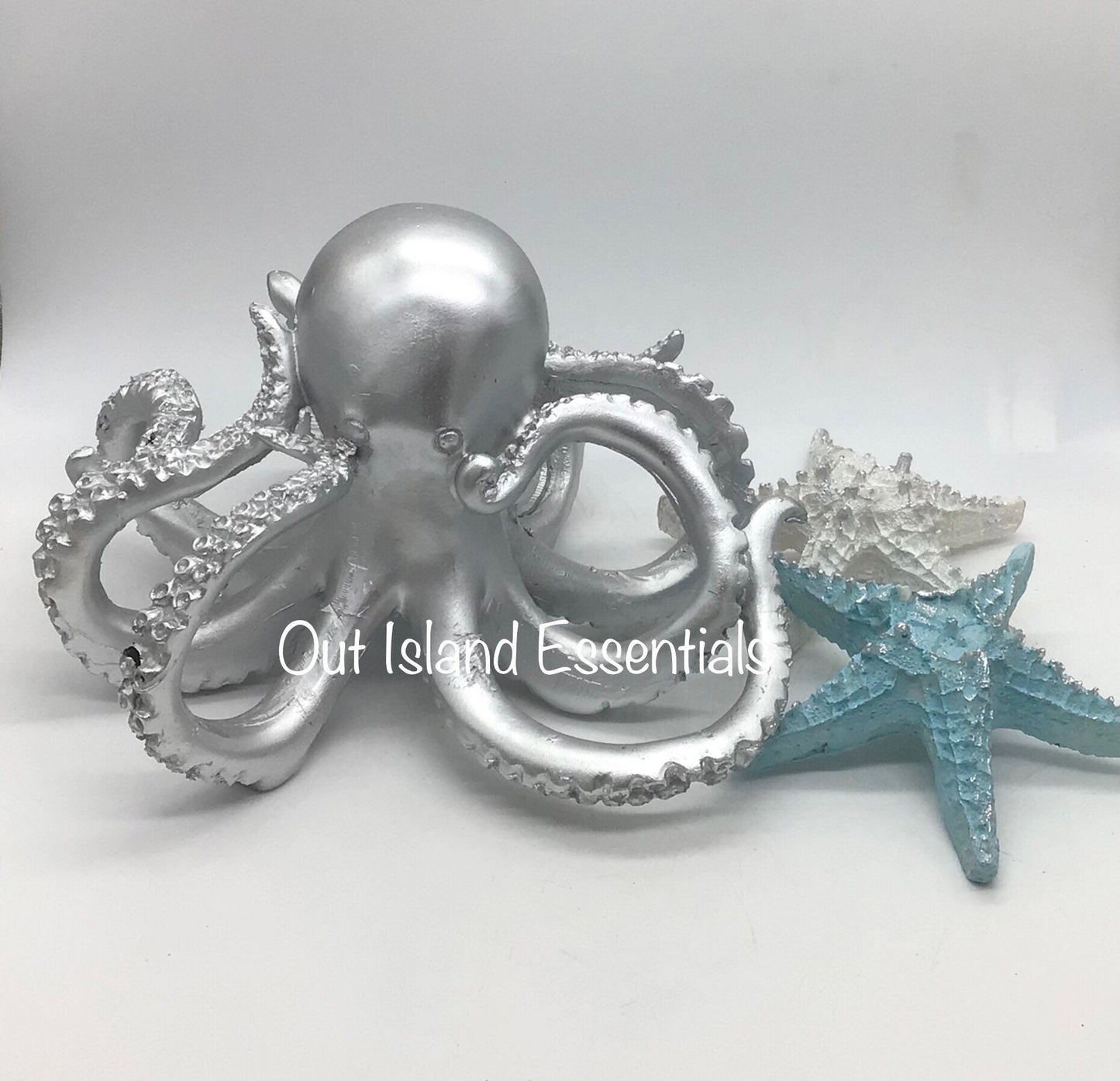 Resin Octopus I Silver Coastal Octopus I Octopus Decor I Table Top Decor