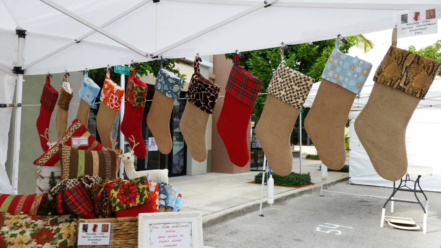 Coastal Stocking I Coastal Christmas Stocking I Burlap Christmas Stocking I Seashell Cuff Stocking I Shabby Chic Coastal Stockings