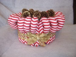 Candy Cane Christmas Basket,  Candy Canes, Fabric Candy Canes, Candy Cane Centerpiece, Christmas Center Piece, Christmas Decoration