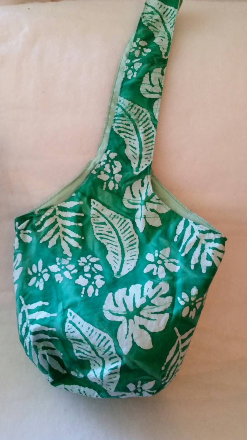 Beach Bag I Fabric Bucket Bag I Deep Fabric Bag I Green Market Re-Usable Bag I Green Batik Fauna One Strap Carry All Bucket Bag