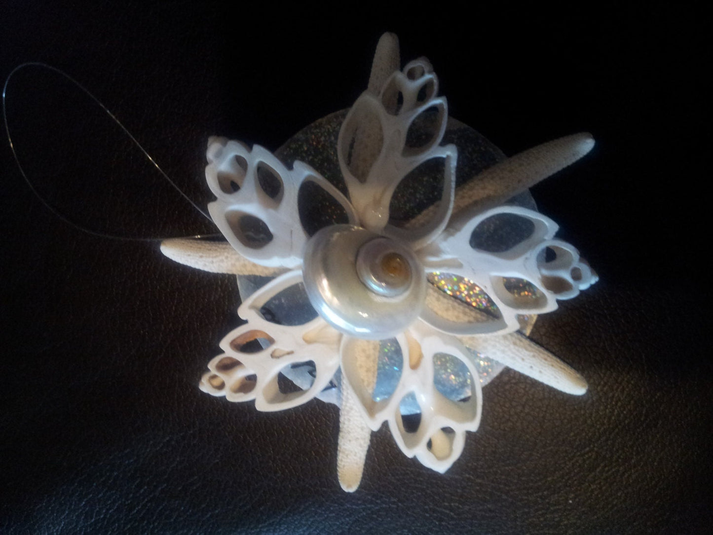 Dainty Frills Starfish, White Finger Starfish Ornament, Seashell Ornament, Starfish Christmas Ornament, Seashell Christmas Ornament