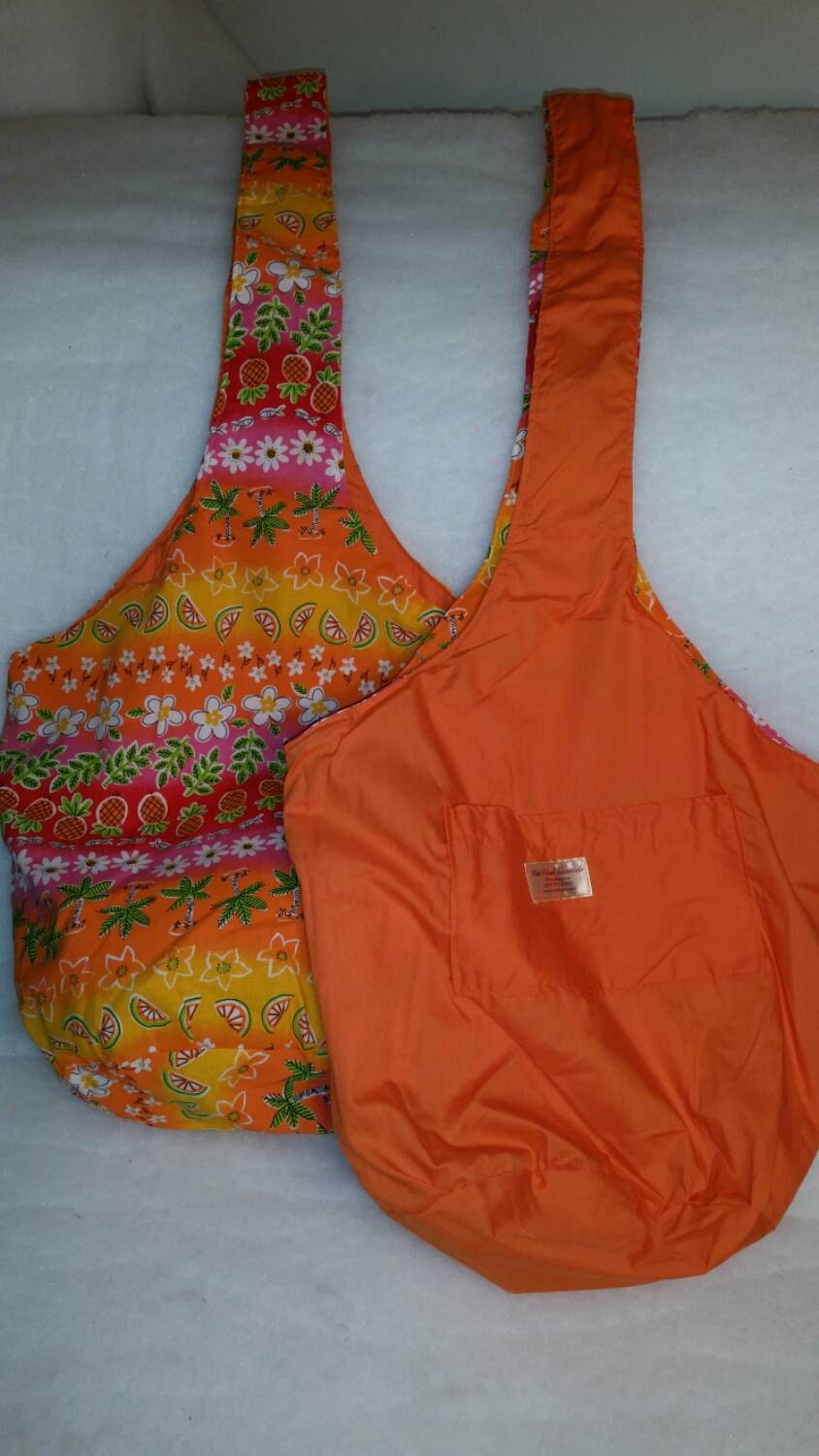 Re-Usable Beach Bag, Bucket Bag, Orange Palm Trees, One Strap, Carry All Bucket Bag, Beach Bag