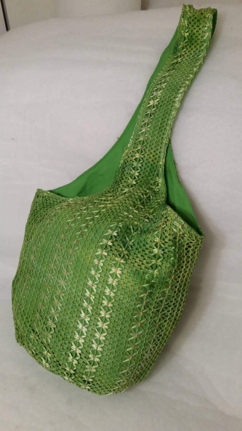 Crochet Bucket Bag, Beach Bag, Resort Bag, Teen Bag, Green Bag