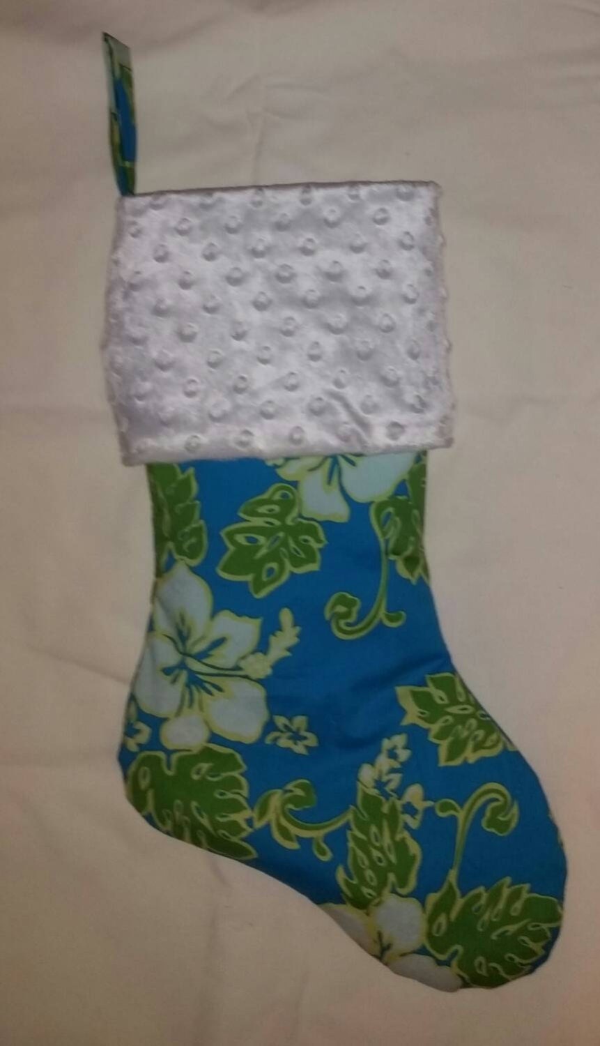 Hibiscus Christmas Stocking I Aqua Stocking I Island Christmas Stocking I Island Christmas I Beach Stocking I Tropical Christmas Stocking