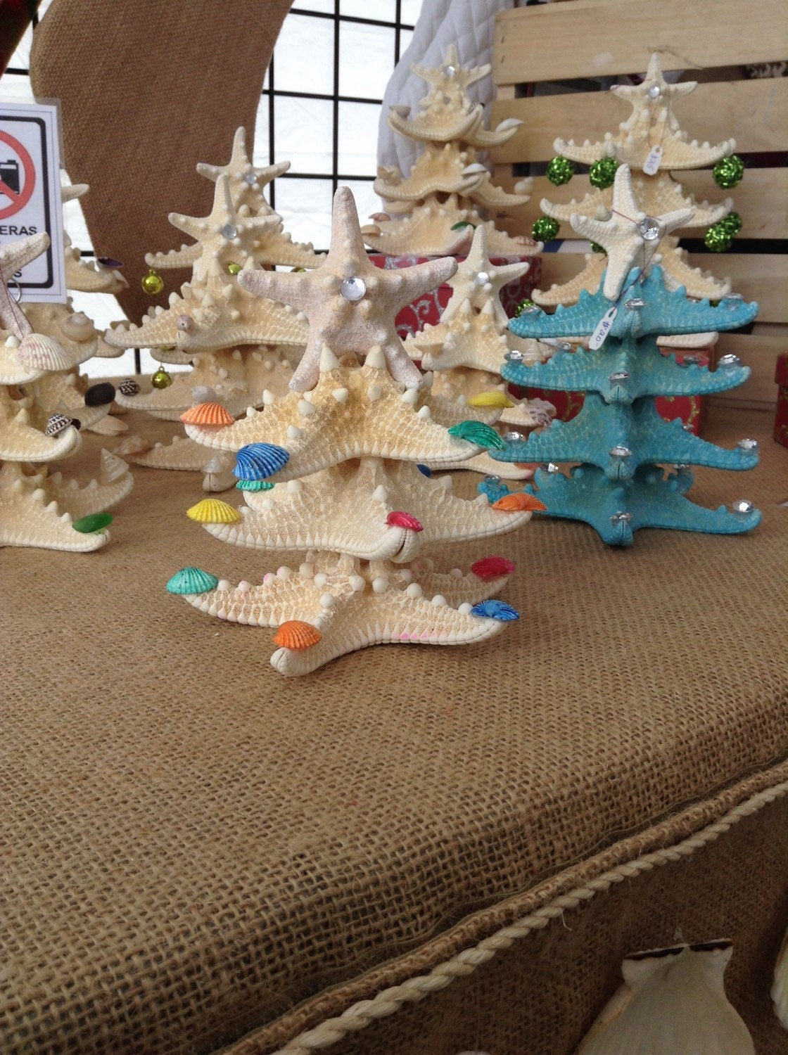 White Starfish Christmas Tree I Seashell Christmas Tree I Mini Christmas Tree I Desktop Christmas Tree I Table Top Christmas Tree