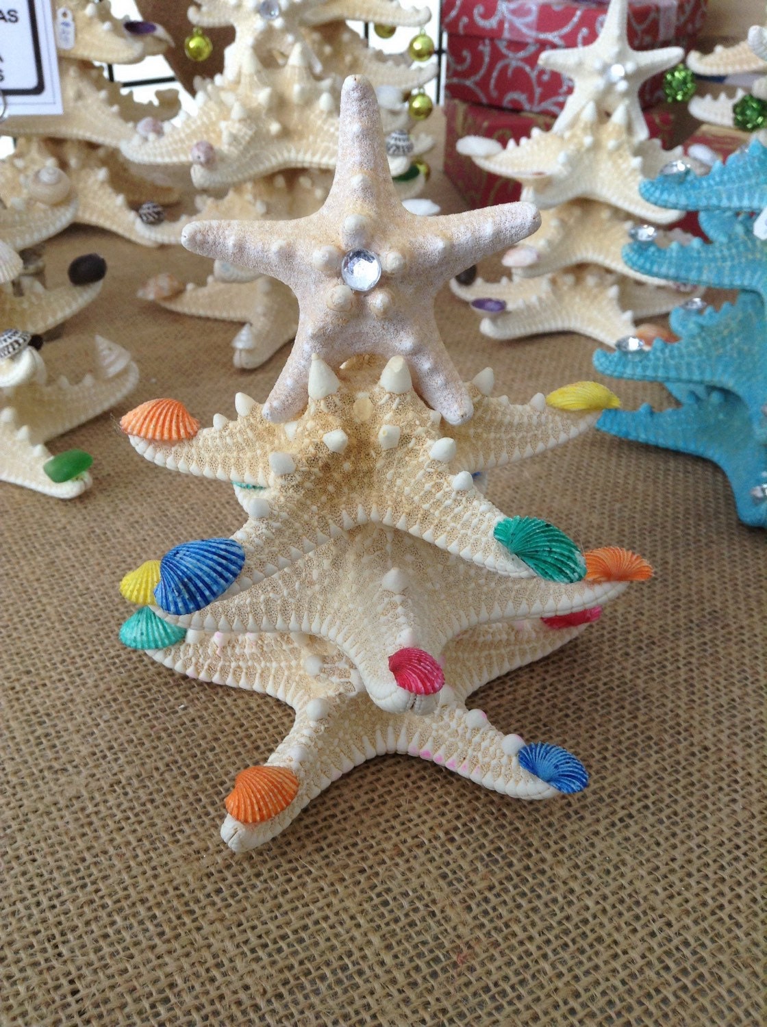 White Starfish Christmas Tree I Seashell Christmas Tree I Mini Christmas Tree I Desktop Christmas Tree I Table Top Christmas Tree